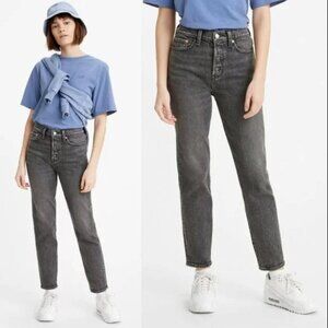 Levi's Wedgie Jeans Straight Leg Tapered High Rise Button Fly Grey 29